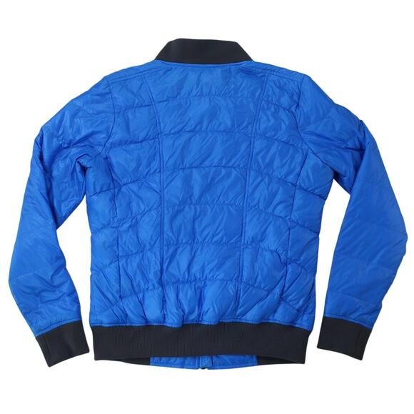 Athleta Quilted Bomber Jacket Women’s Blue Zip Rib Trim Lightweight - Picture 2 of 7